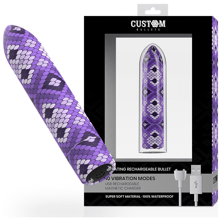CUSTOM BULLETS - RECHARGEABLE SNAKE PURPLE MAGNETIC BULLET 10 INTENSITIES - Imagen 2